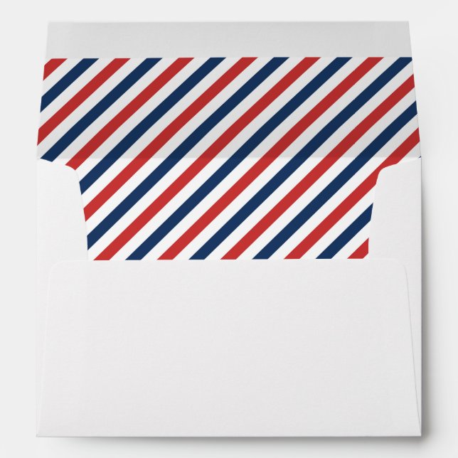 Patriotic Red White and Blue Stripes Envelope (Back (Bottom))