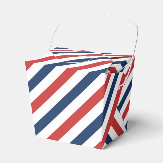 Patriotic Red White and Blue Stripes Favour Box (Front Side)