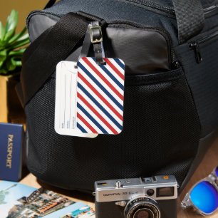 Patriotic Red White and Blue Stripes Luggage Tag