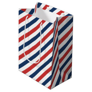 Patriotic Red White and Blue Stripes Medium Gift Bag