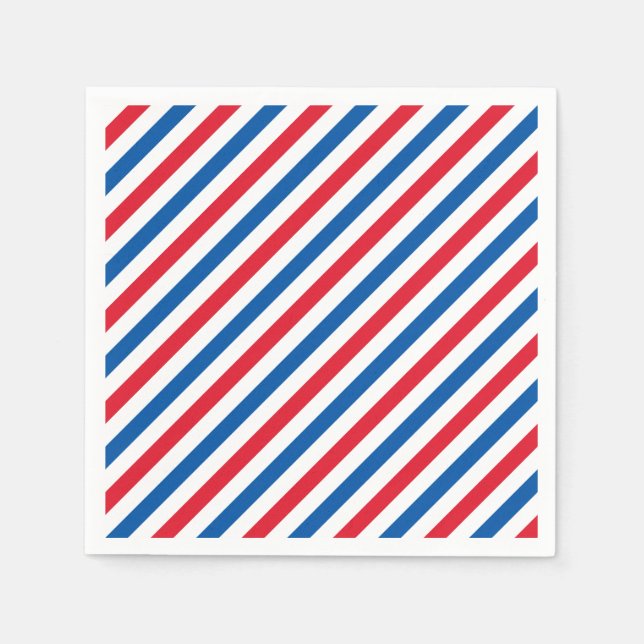 Patriotic Red White and Blue Stripes Napkin (Front)
