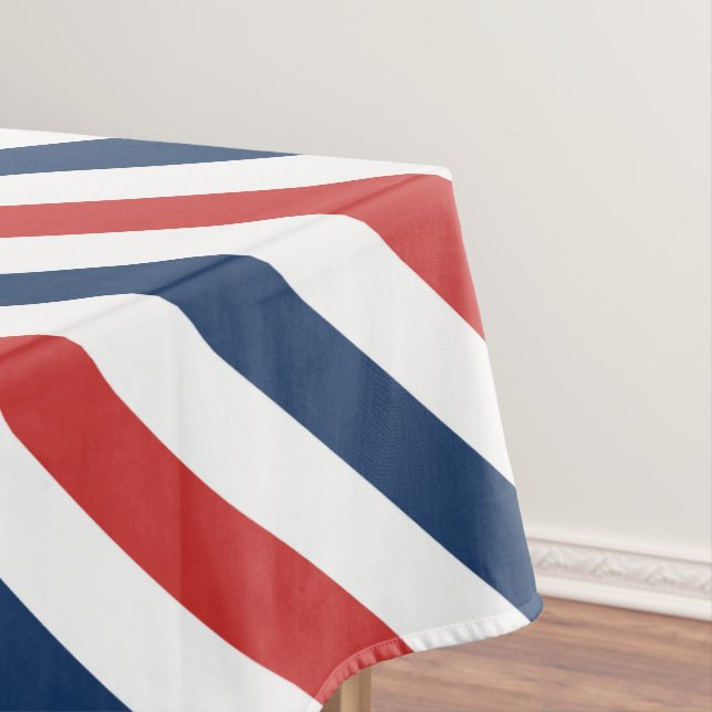 Patriotic Red White and Blue Stripes Tablecloth (In Situ)
