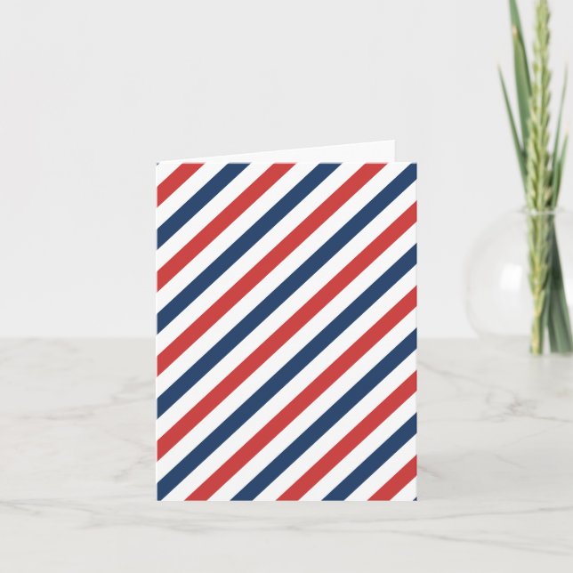 Patriotic Red White and Blue Stripes Thank You Card (Front)