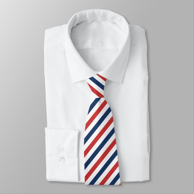 Patriotic Red White and Blue Stripes Tie (Tied)