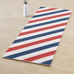 Patriotic Red White and Blue Stripes Yoga Mat