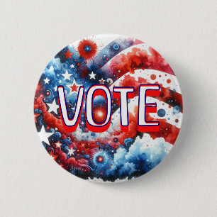  Patriotic Red, White and Blue Vote 6 Cm Round Badge