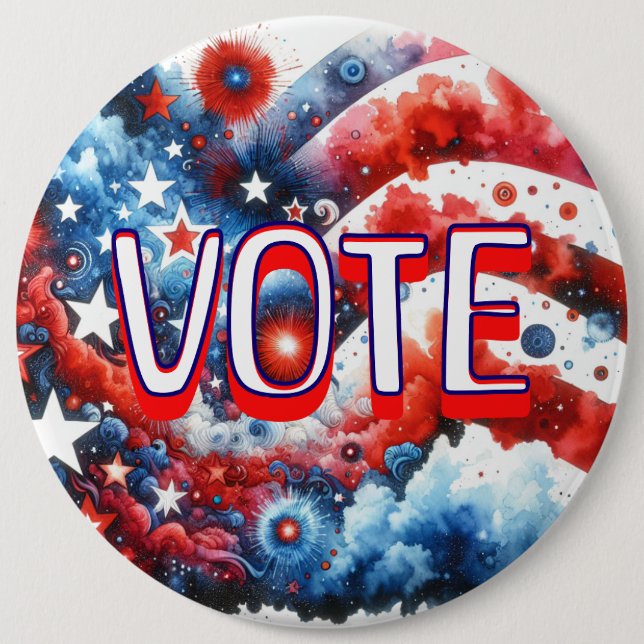  Patriotic Red, White and Blue Vote 6 Cm Round Badge (Front)