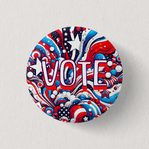 Patriotic Red, White and Blue Voting Encouragement 3 Cm Round Badge