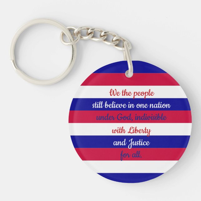 Patriotic Red White and Blue We the People Message Key Ring (Front)