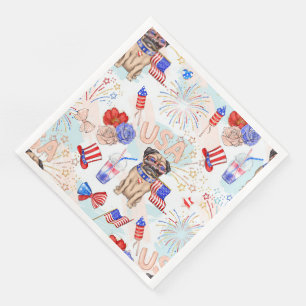 PATRIOTIC RED WHITE BLUE 4TH OF JULY ITEMS NAPKIN