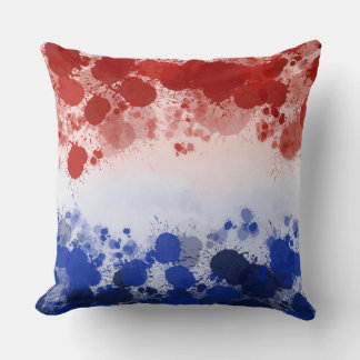 PATRIOTIC RED WHITE BLUE ABSTRACT CUSHION