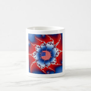 Patriotic Red White & Blue American Flag Fractal Coffee Mug