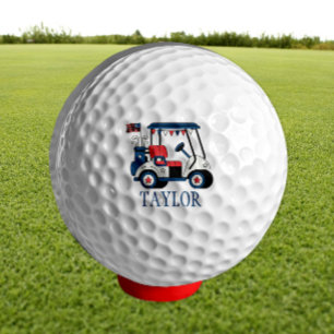 Patriotic Red White & Blue American Flag Golf Cart Balls