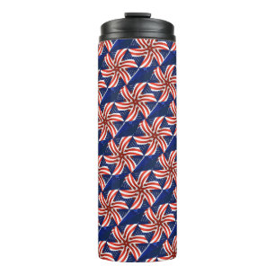 PATRIOTIC RED WHITE BLUE AMERICAN FLAG PATTERN THERMAL TUMBLER