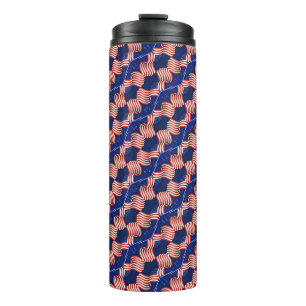 PATRIOTIC RED WHITE BLUE AMERICAN FLAG PATTERN THERMAL TUMBLER