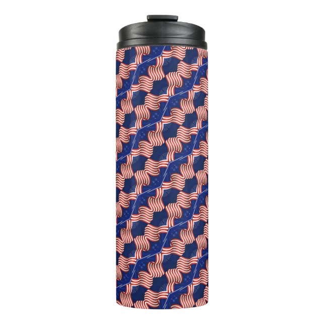 PATRIOTIC RED WHITE BLUE AMERICAN FLAG PATTERN THERMAL TUMBLER (Front)