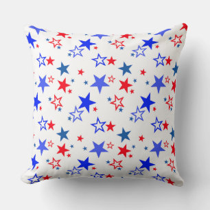 PATRIOTIC RED WHITE BLUE AMERICAN STARS CUSHION