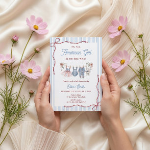 Patriotic Red White Blue Baby Shower Invitation