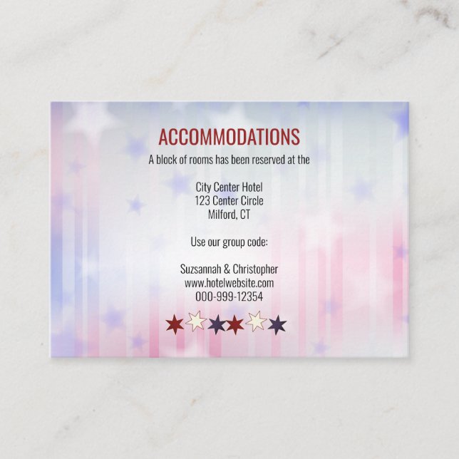 Patriotic Red White Blue Background Stars Bottom  Enclosure Card (Front)