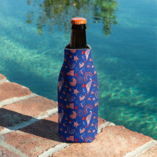 PATRIOTIC RED WHITE BLUE BANNERS FLAGS BALLOONS BOTTLE COOLER