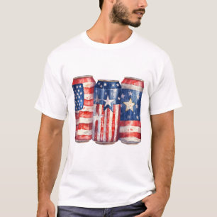 PATRIOTIC RED WHITE BLUE BEER CANS T-Shirt