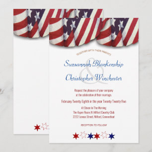 Patriotic Red White & Blue Bunting and Stars Invitation
