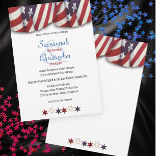 Patriotic Red White Blue Bunting Top Stars Bottom  Invitation