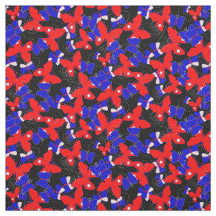 Patriotic Red White Blue Butterflies Fabric