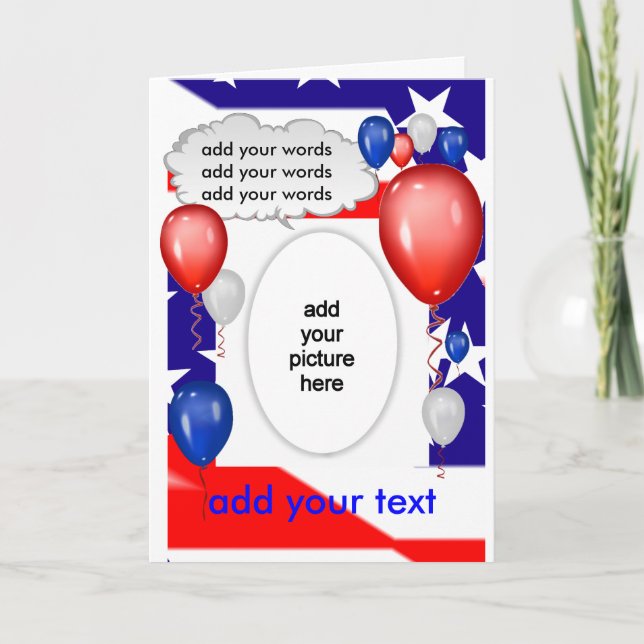 Patriotic Red White & Blue Card (Front)