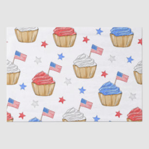 Patriotic Red White Blue Cupcake Flag Star Tissue Paper