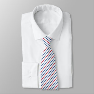 Patriotic Red White & Blue Diagonal Line Stripes  Tie