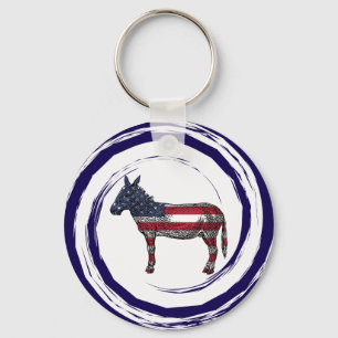 Patriotic Red White Blue Donkey Key Ring