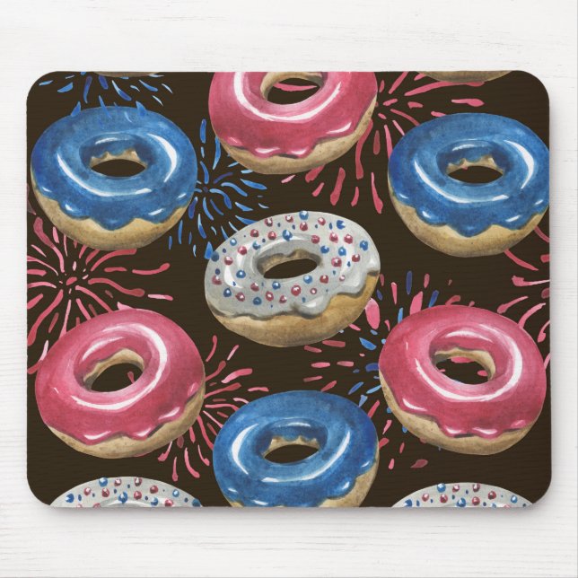 PATRIOTIC RED WHITE BLUE DONUTS MOUSE PAD (Front)