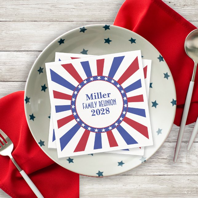 Patriotic Red White Blue Family Reunion Napkin (Creator Uploaded)