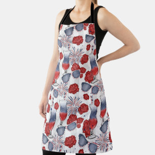 PATRIOTIC RED WHITE BLUE FESTIVE ITEMS APRON