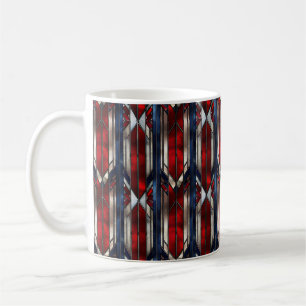 Patriotic Red White Blue Geometric Pattern Coffee Mug