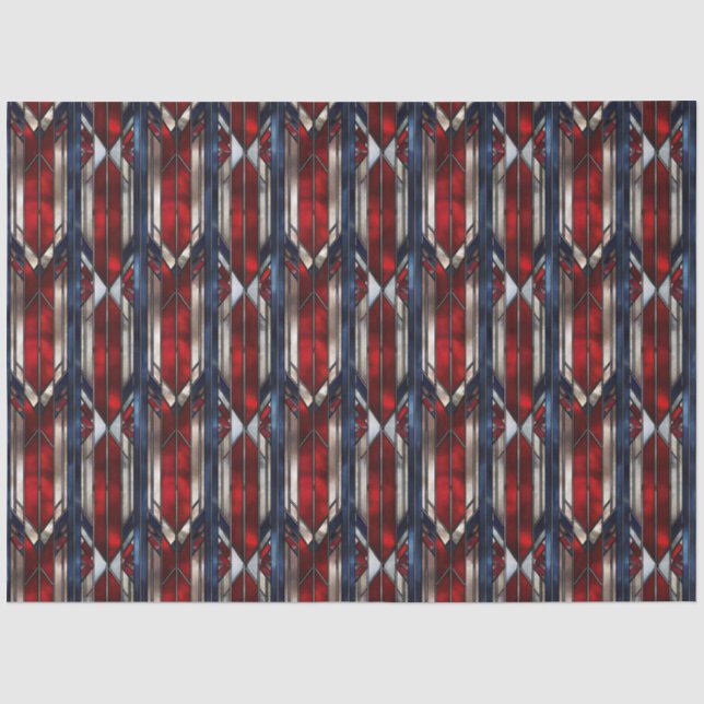 Patriotic Red White Blue Geometric Pattern Tissue Paper (Front)