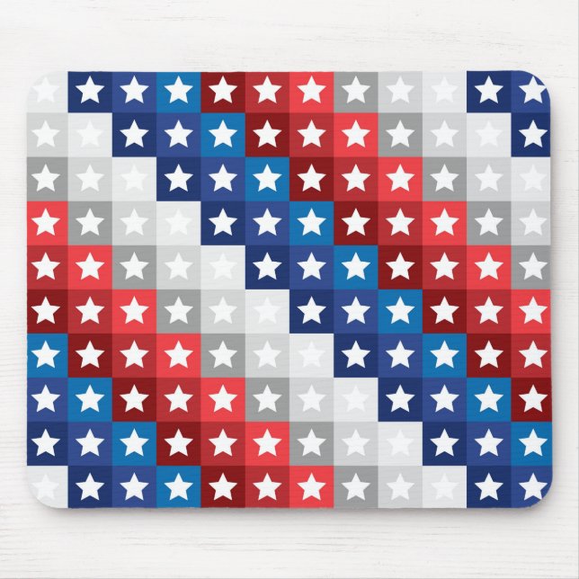 PATRIOTIC RED WHITE BLUE GRAY STAR PATTERNS MOUSE PAD (Front)