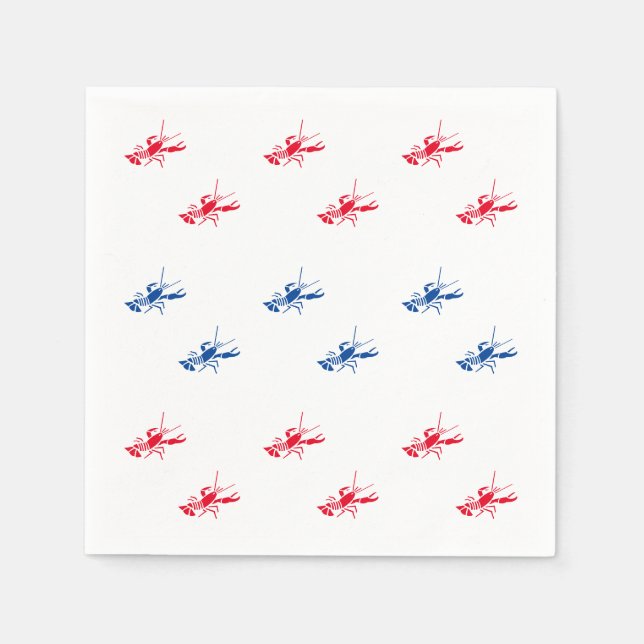 Patriotic red white blue lobster pattern cute fun napkin (Front)