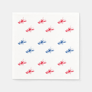 Patriotic red white blue lobster pattern paper napkin
