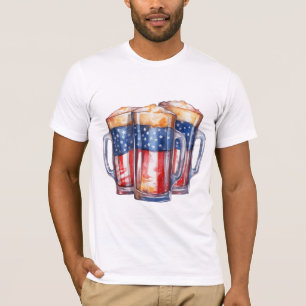 PATRIOTIC RED WHITE BLUE MUGS OF BEER T-Shirt