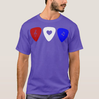 Patriotic Red White Blue Music Lover Guitar Pick T-Shirt