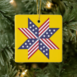 Patriotic Red White Blue Native Stars Stripes Ceramic Ornament