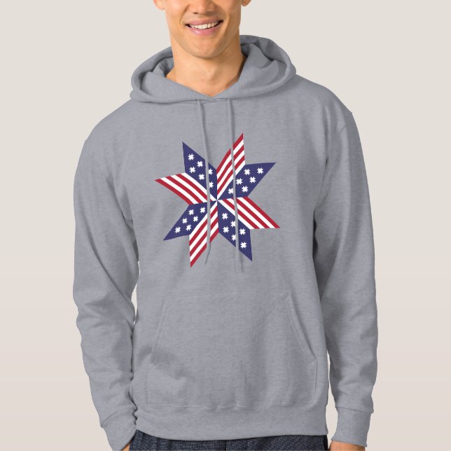Patriotic Red White Blue Native Stars Stripes Hoodie (Front)