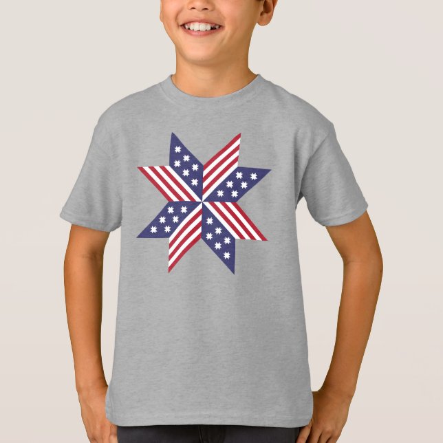 Patriotic Red White Blue Native Stars Stripes T-Shirt (Front)