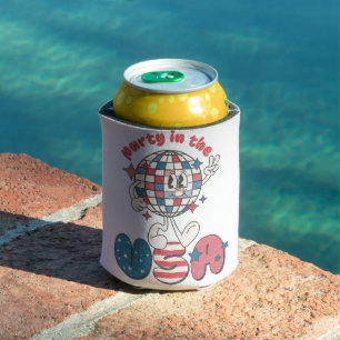 PATRIOTIC RED WHITE BLUE PARTY IN THE USA CAN COOLER