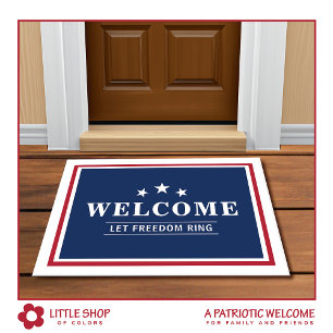 Patriotic Red White Blue Personalised Welcome Doormat