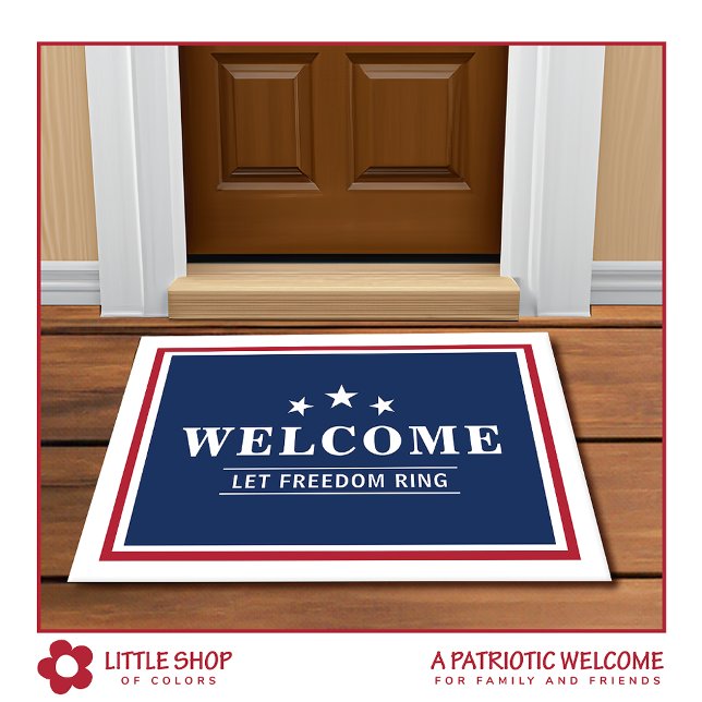 Patriotic Red White Blue Personalised Welcome Doormat (Creator Uploaded)