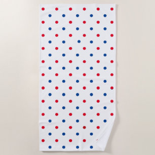 Patriotic red white blue polka dot pattern holiday beach towel