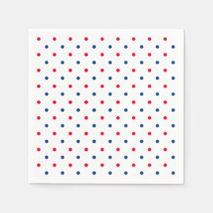 Patriotic red white blue polka dot pattern holiday napkin